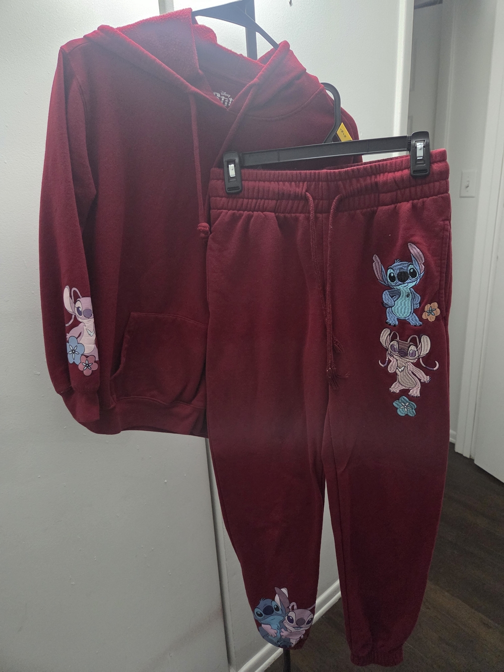 Burgundy Lilo & Stitch Hoodie & Jogger Set